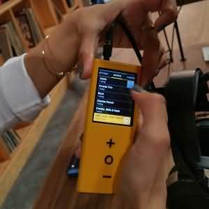 The Audeze booth utilized Pono Players for demo